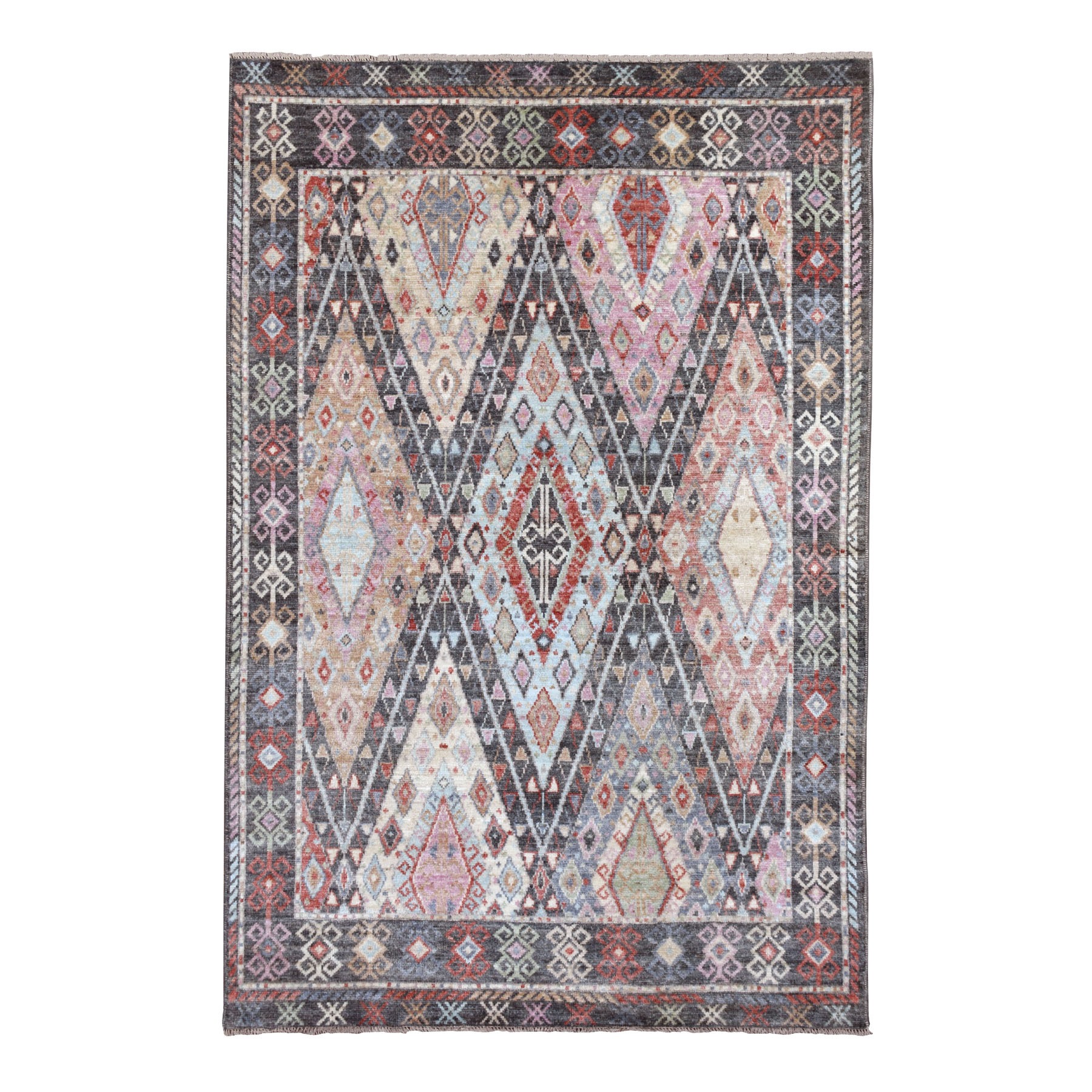Traditional Wool Hand-Knotted Area Rug 6'1